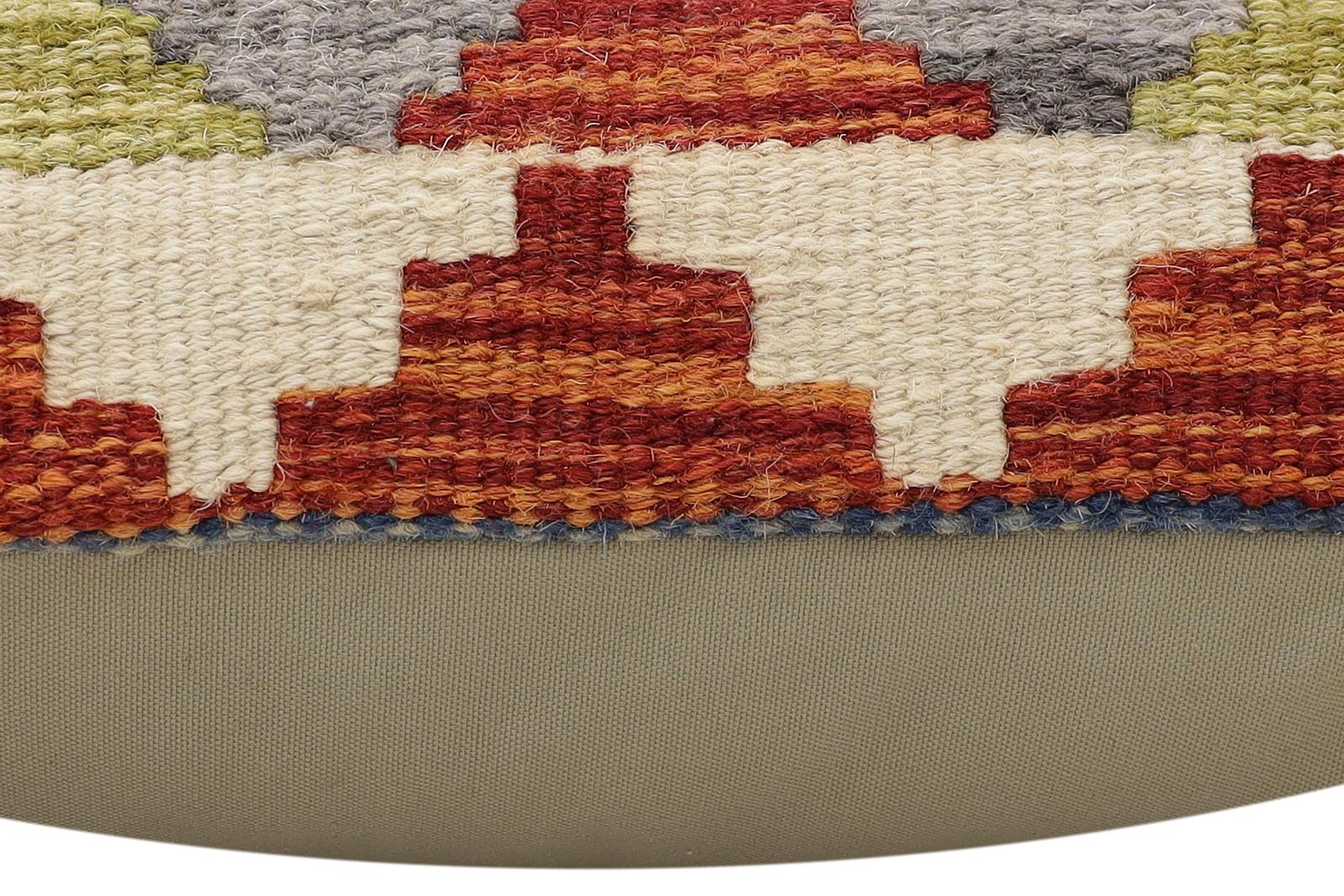 handmade Traditional Pillow Rust Blue Hand-Woven SQUARE 100% WOOL Hand woven turkish pillow2' x 2'