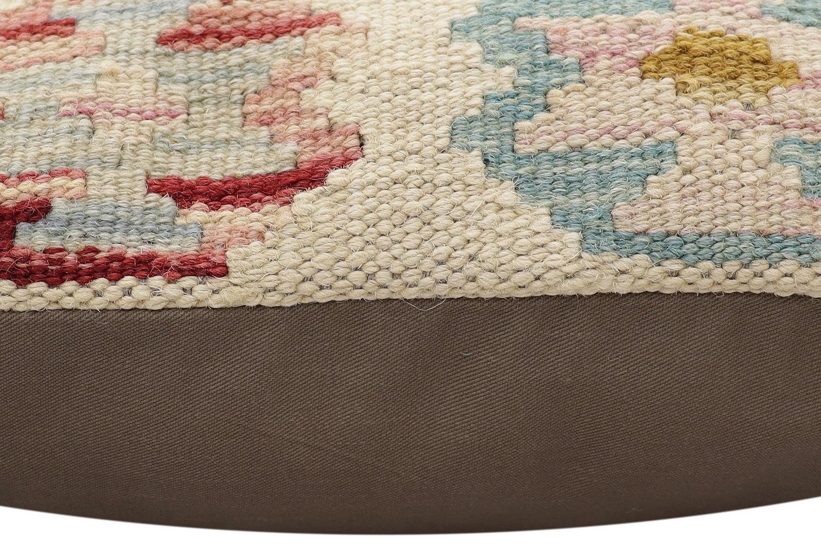 handmade Traditional Pillow Beige Red Hand-Woven SQUARE 100% WOOL  Hand woven turkish pillow  2 x 2