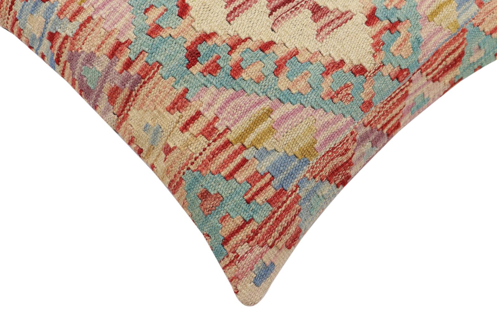 handmade Traditional Pillow Red Blue Hand-Woven SQUARE 100% WOOL Hand woven turkish pillow2' x 2'