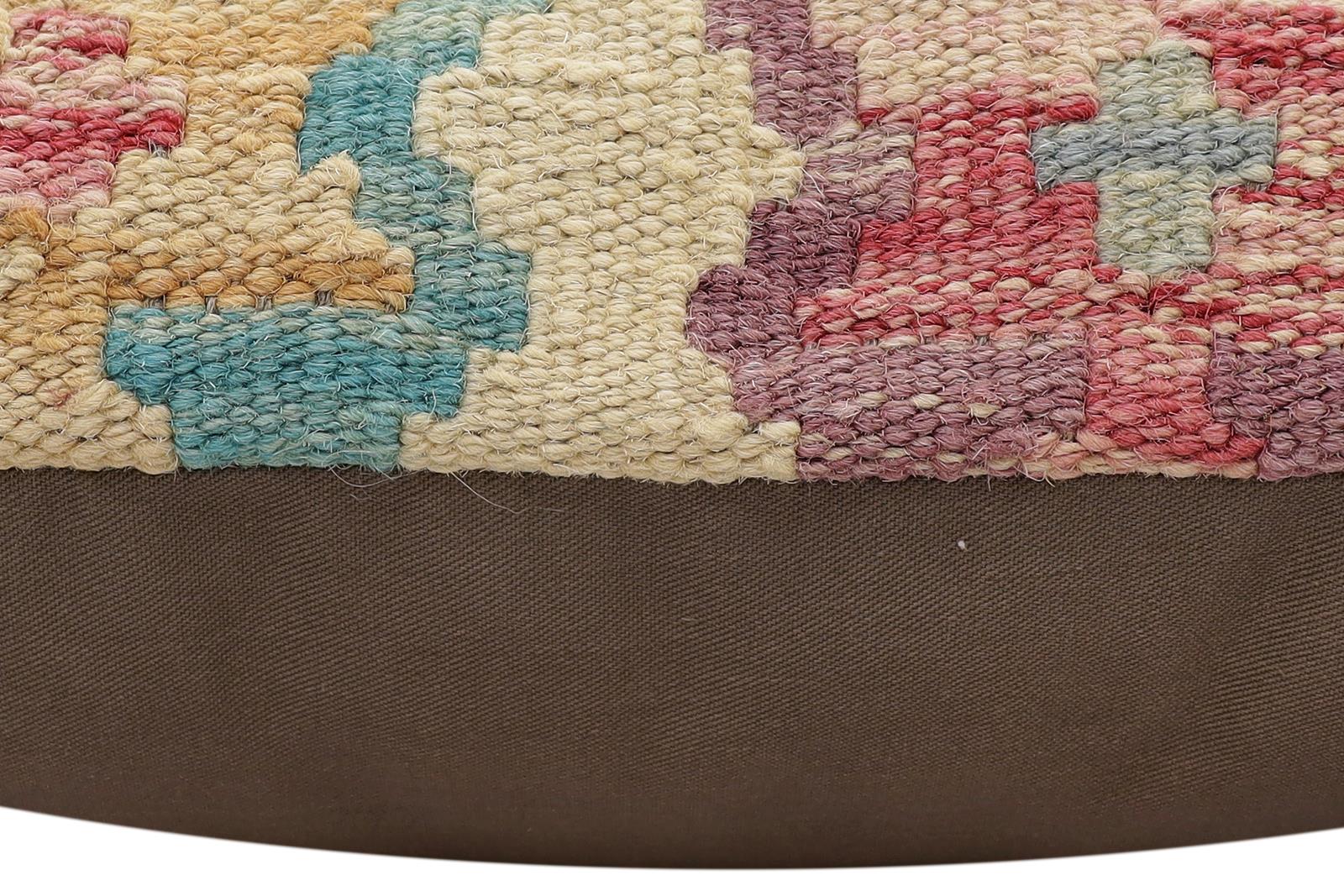 handmade Traditional Pillow Blue Rust Hand-Woven SQUARE 100% WOOL Hand woven turkish pillow2' x 2'