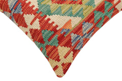 handmade Traditional Pillow Rust Blue Hand-Woven SQUARE 100% WOOL  Hand woven turkish pillow  2 x 2