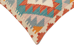 handmade Traditional Pillow Rust Blue Hand-Woven SQUARE 100% WOOL  Hand woven turkish pillow  2 x 2