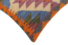 handmade Traditional Pillow Rust Blue Hand-Woven SQUARE 100% WOOL  Hand woven turkish pillow  2 x 2