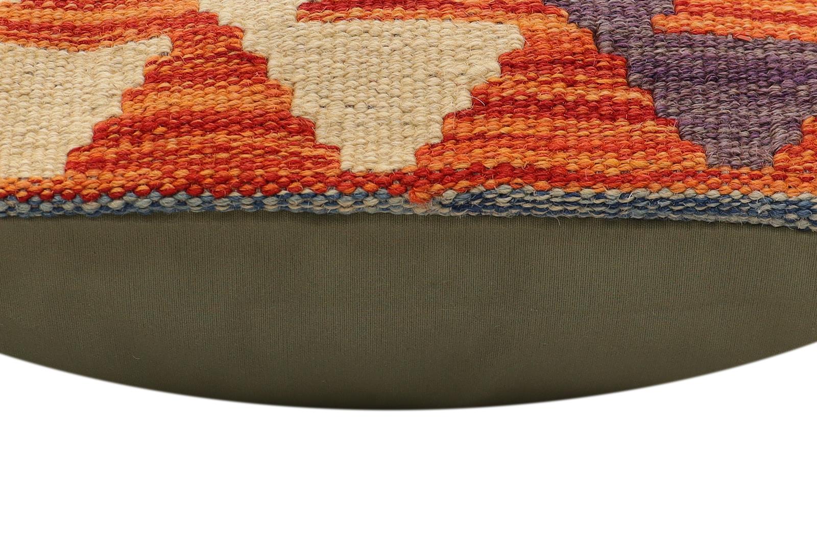 handmade Traditional Pillow Rust Blue Hand-Woven SQUARE 100% WOOL  Hand woven turkish pillow  2 x 2