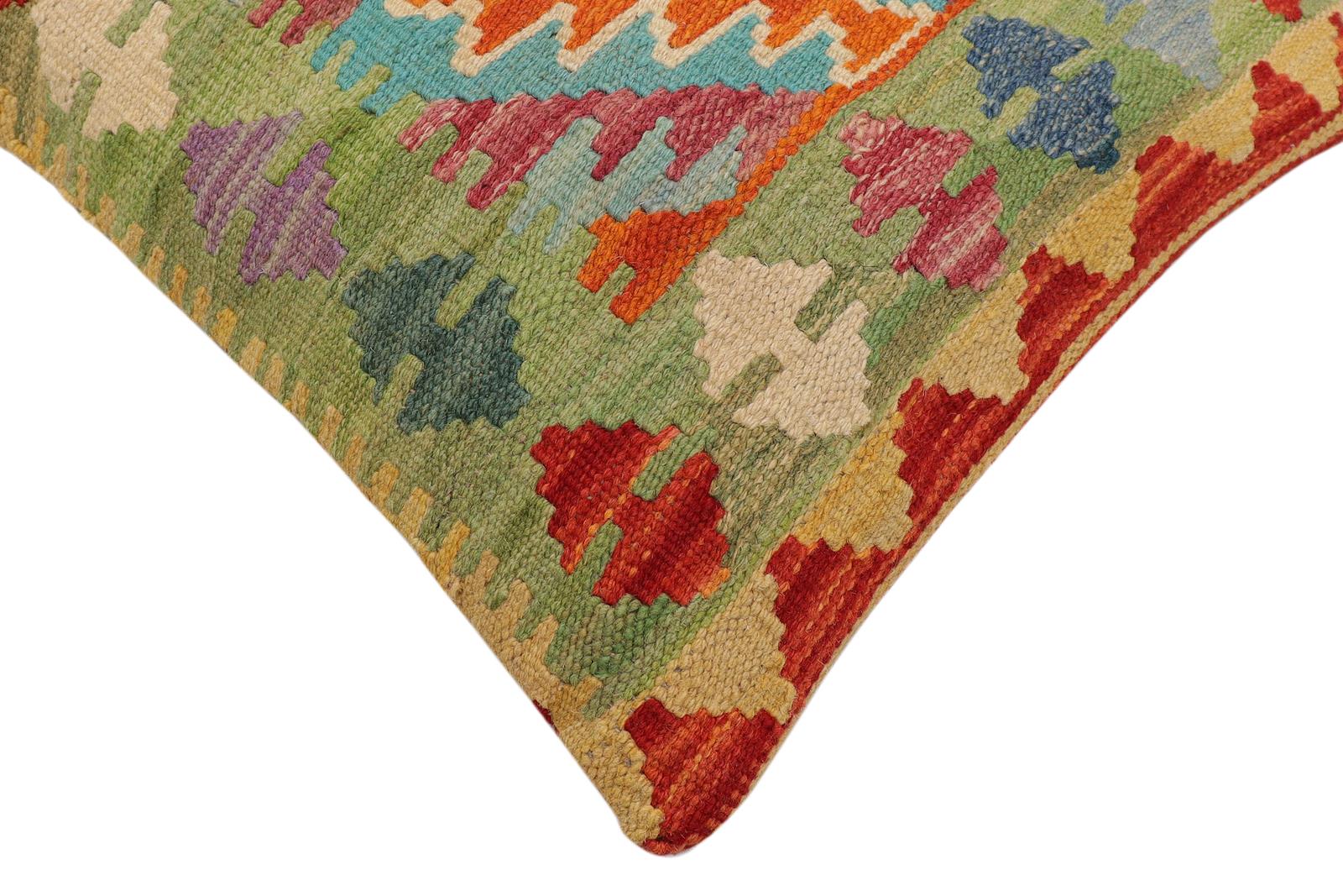 handmade Traditional Pillow Rust Blue Hand-Woven SQUARE 100% WOOL  Hand woven turkish pillow  PILLOW