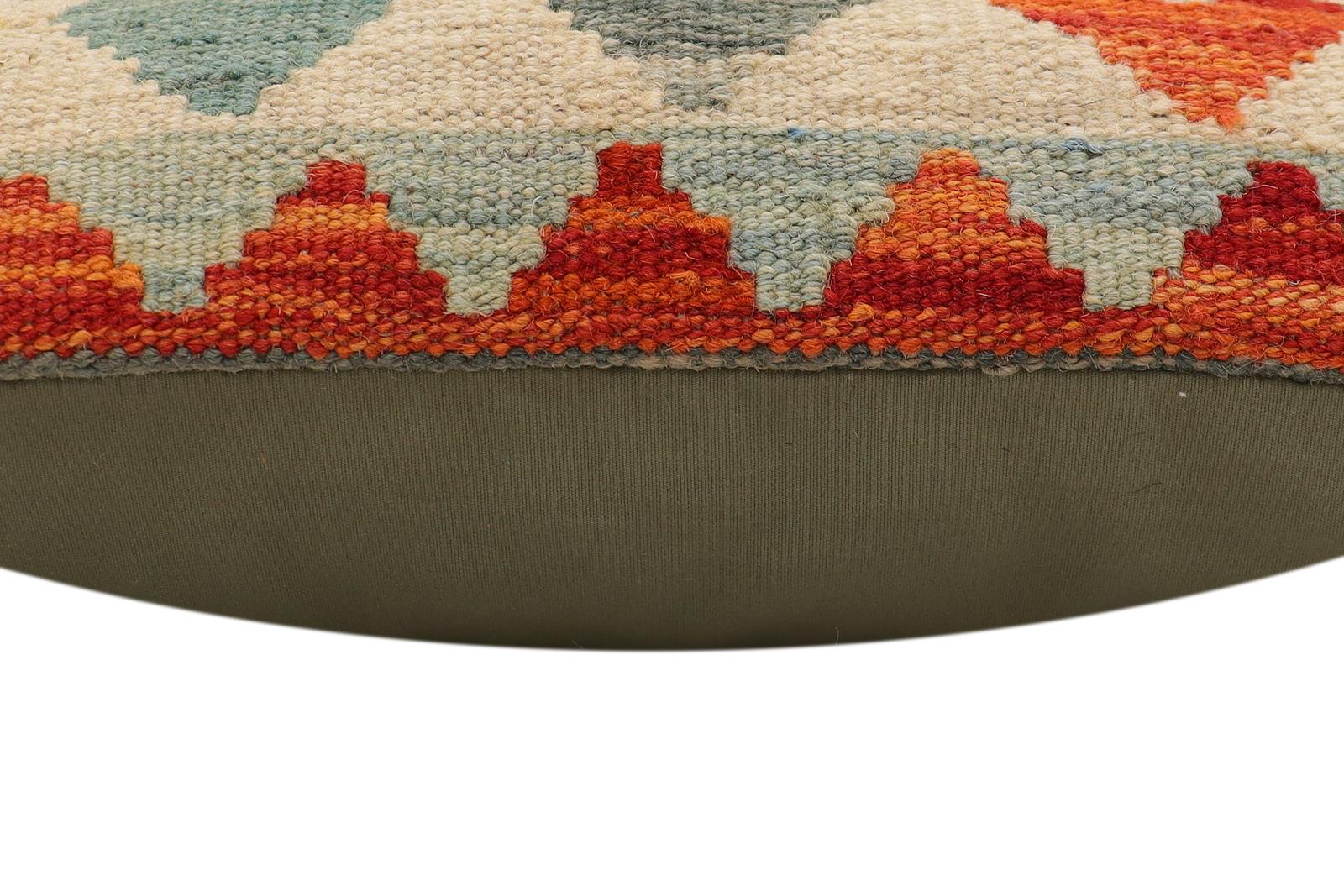 handmade Traditional Pillow Rust Beige Hand-Woven SQUARE 100% WOOL  Hand woven turkish pillow  2 x 2