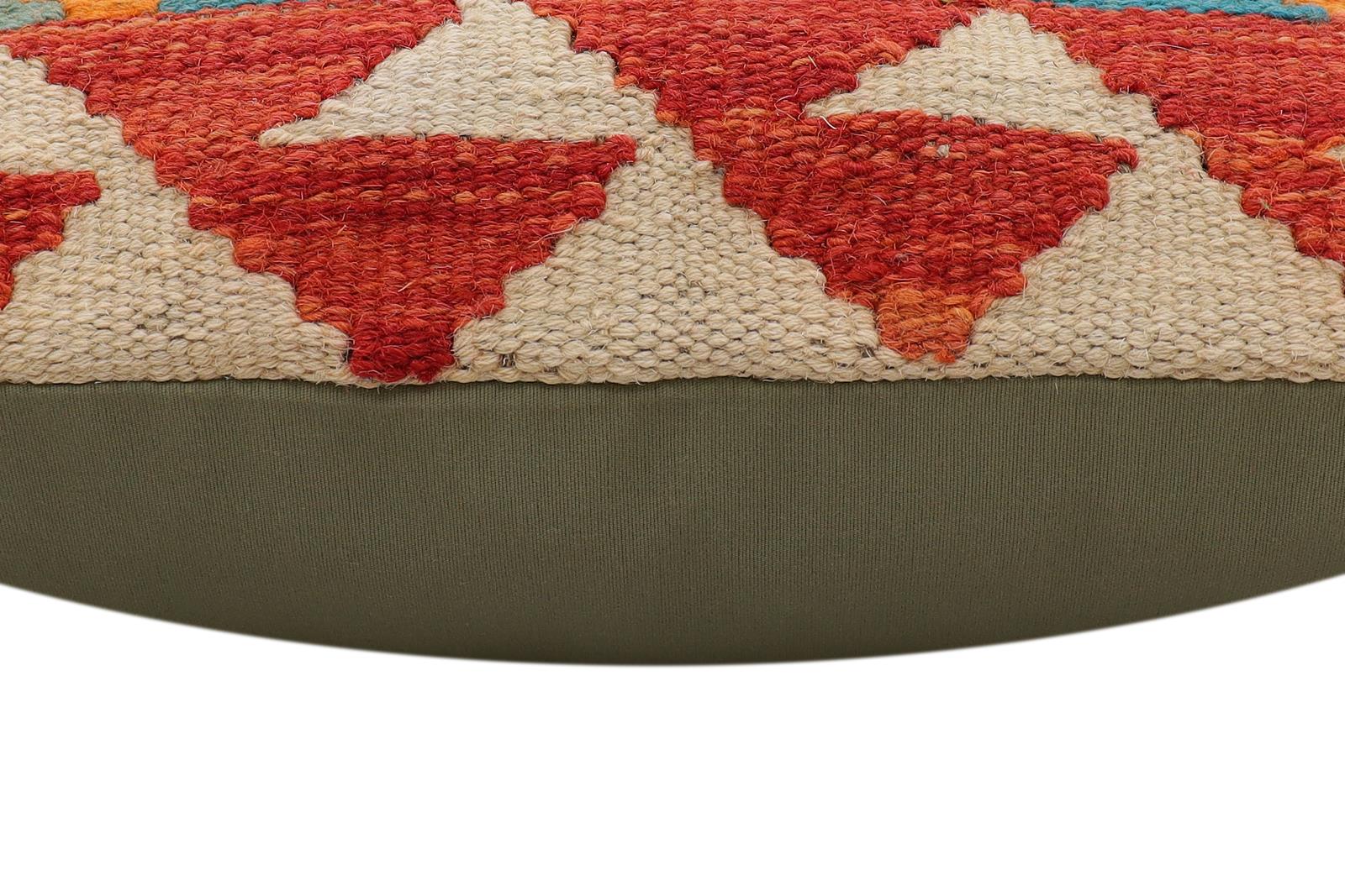 handmade Traditional Pillow Rust Beige Hand-Woven SQUARE 100% WOOL  Hand woven turkish pillow  2 x 2