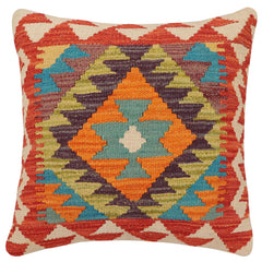 handmade Traditional Pillow Rust Beige Hand-Woven SQUARE 100% WOOL  Hand woven turkish pillow  2 x 2