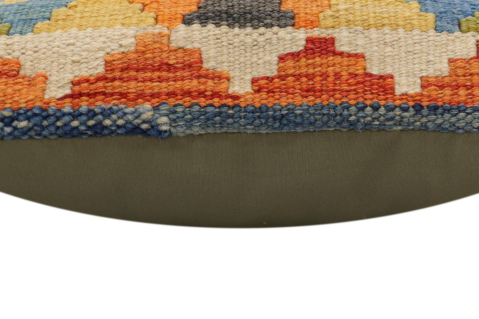 handmade Traditional Pillow Blue Gray Hand-Woven SQUARE 100% WOOL  Hand woven turkish pillow  2 x 2