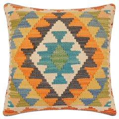 handmade Traditional Pillow Blue Gray Hand-Woven SQUARE 100% WOOL  Hand woven turkish pillow  2 x 2