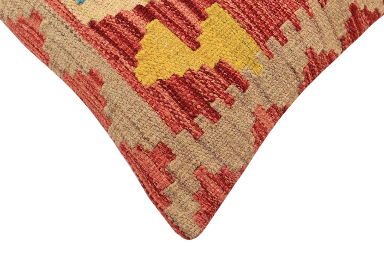 handmade Traditional Pillow Red Blue Hand-Woven SQUARE 100% WOOL  Hand woven turkish pillow  PILLOW