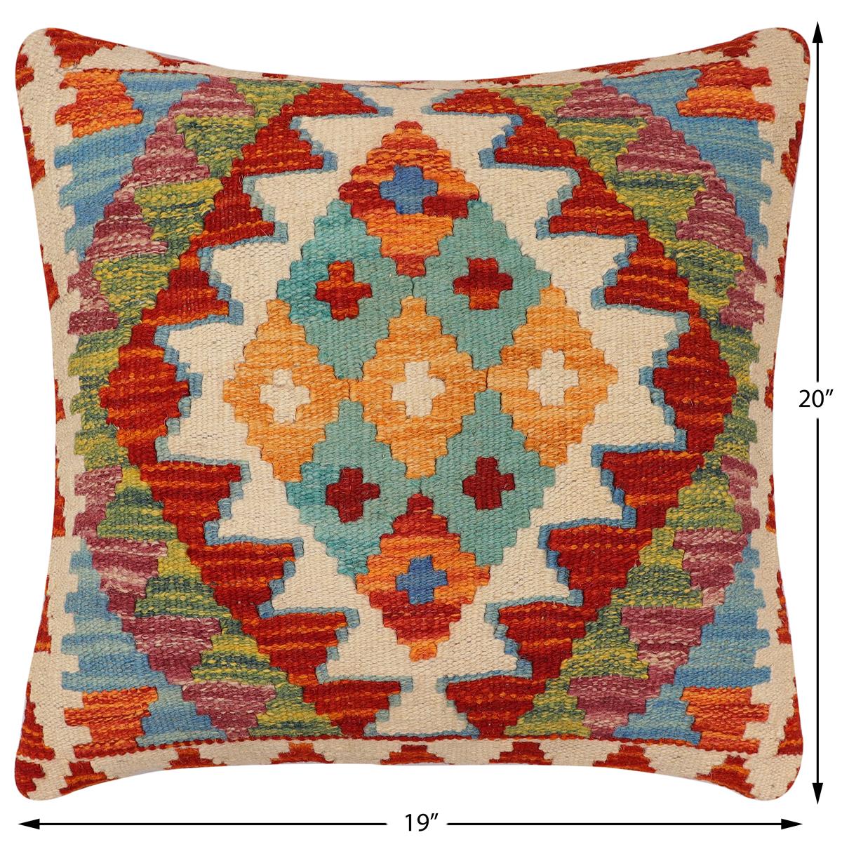 handmade Traditional Pillow Rust Beige Hand-Woven SQUARE 100% WOOL  Hand woven turkish pillow  PILLOW