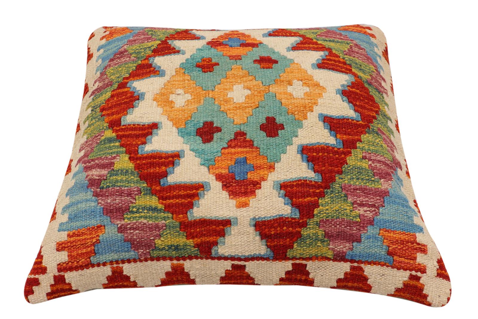 handmade Traditional Pillow Rust Beige Hand-Woven SQUARE 100% WOOL  Hand woven turkish pillow  PILLOW