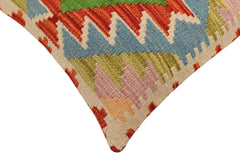 handmade Traditional Pillow Rust Blue Hand-Woven SQUARE 100% WOOL  Hand woven turkish pillow  2 x 2