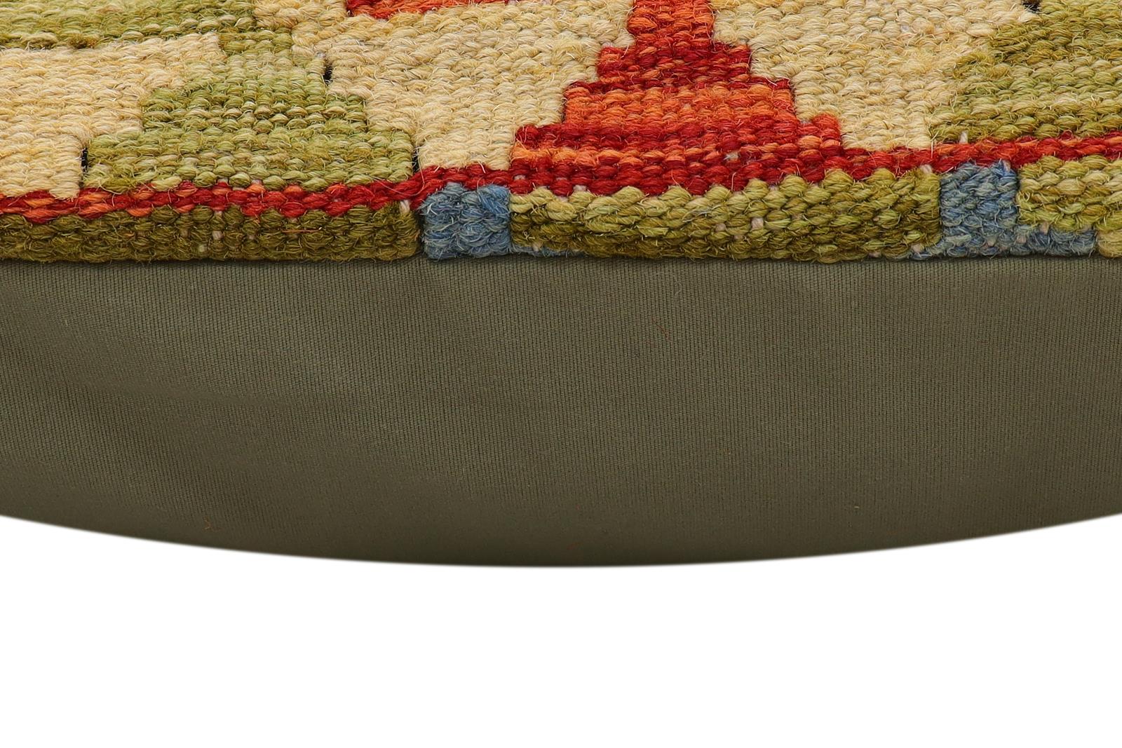 handmade Traditional Pillow Rust Blue Hand-Woven SQUARE 100% WOOL  Hand woven turkish pillow  2 x 2