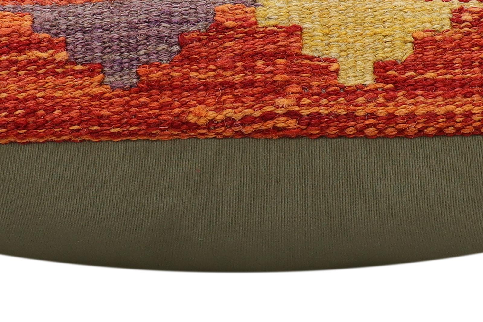 handmade Traditional Pillow Rust Blue Hand-Woven SQUARE 100% WOOL  Hand woven turkish pillow  2 x 2