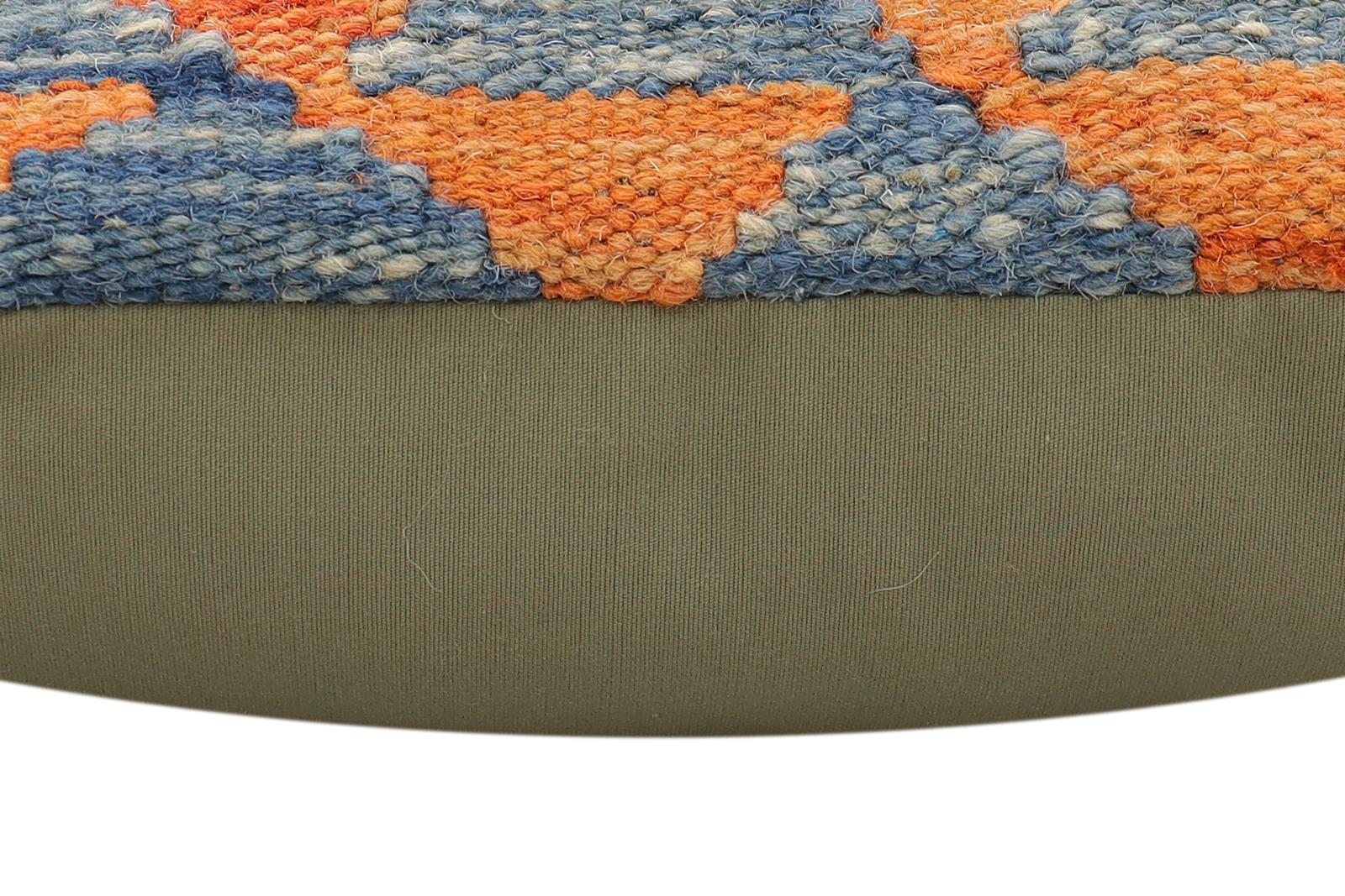 handmade Traditional Pillow Rust Blue Hand-Woven SQUARE 100% WOOL  Hand woven turkish pillow  2 x 2