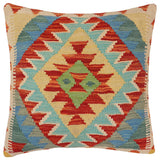 Boho Chic Broad Turkish Hand-Woven Kilim Pillow - 19 x 20