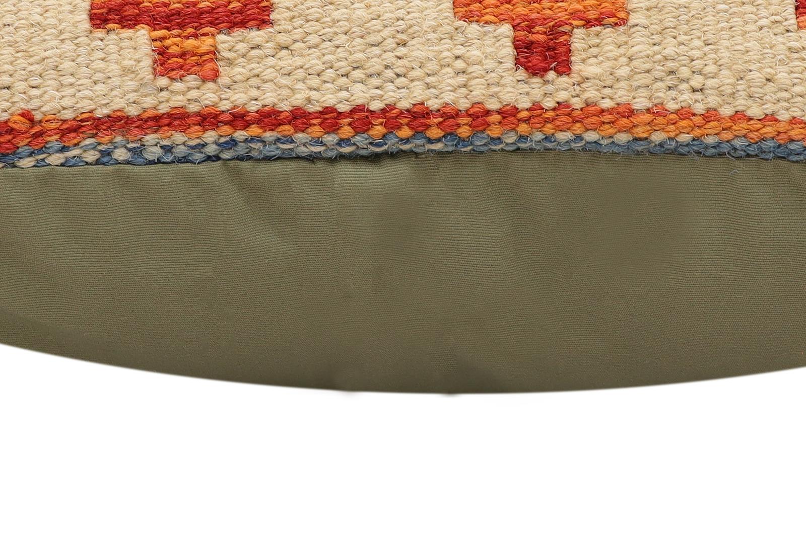 handmade Traditional Pillow Rust Blue Hand-Woven SQUARE 100% WOOL  Hand woven turkish pillow  2 x 2