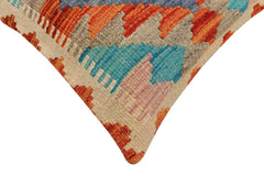 handmade Traditional Pillow Rust Blue Hand-Woven SQUARE 100% WOOL  Hand woven turkish pillow  2 x 2