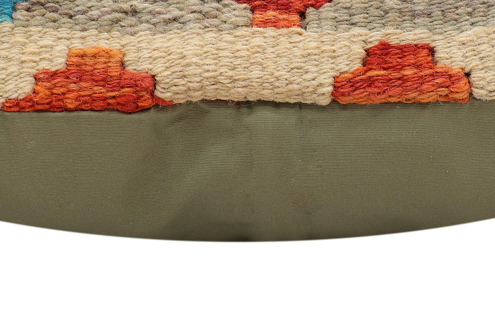 handmade Traditional Pillow Rust Blue Hand-Woven SQUARE 100% WOOL  Hand woven turkish pillow  2 x 2