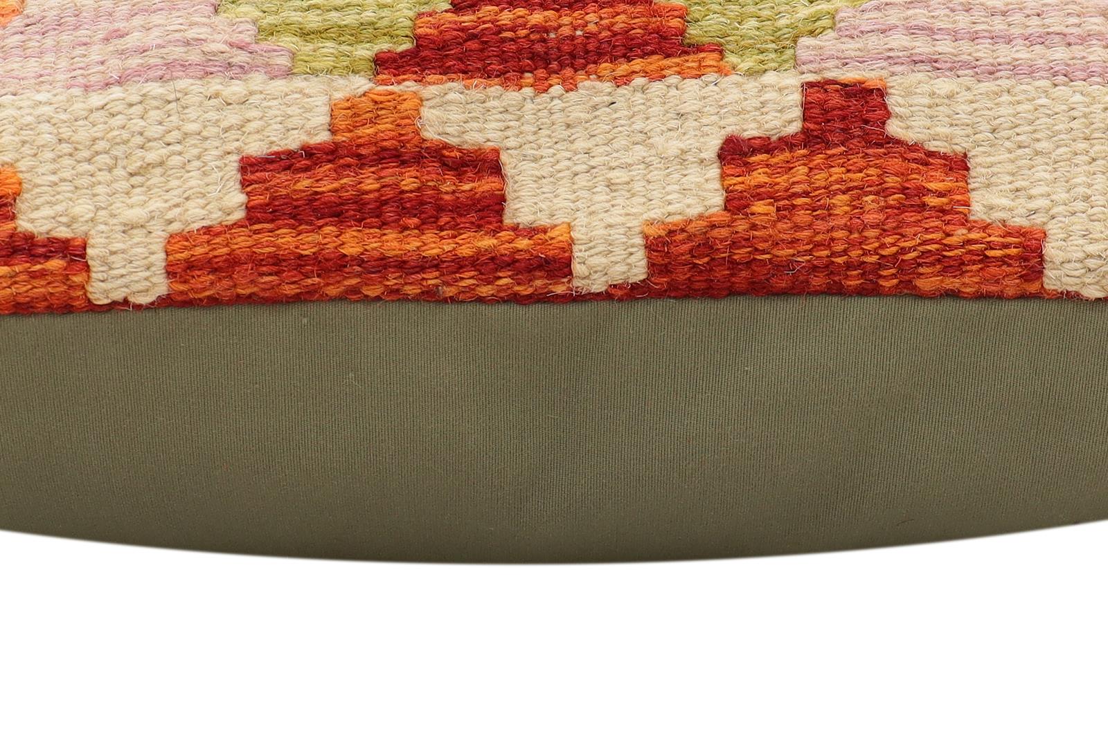 handmade Traditional Pillow Rust Blue Hand-Woven SQUARE 100% WOOL  Hand woven turkish pillow  2 x 2