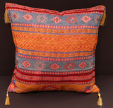 handmade Geometric Pillow Orange Green Handmade RECTANGLE throw pillow 2 x 2