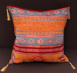 handmade Geometric Pillow Orange Blue Handmade RECTANGLE throw pillow 2 x 2