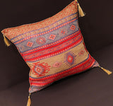 handmade Geometric Pillow Tan Blue Handmade RECTANGLE throw pillow 2 x 2