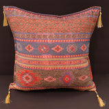 handmade Geometric Pillow Brown Blue Handmade RECTANGLE throw pillow 2 x 2