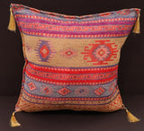 handmade Geometric Pillow Tan Blue Handmade RECTANGLE throw pillow 2 x 2