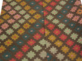 handmade Geometric Kilim Brown Blue Hand-Woven RECTANGLE 100% WOOL area rug 4x6